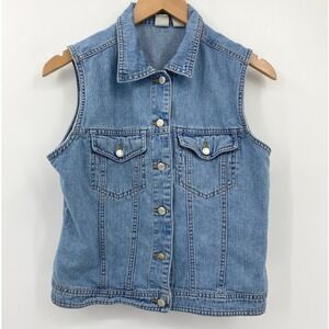 Vintage 90s Y2K, Gap 100% Cotton Light Wash Blue Denim Jean Vest, Jacket, Boho